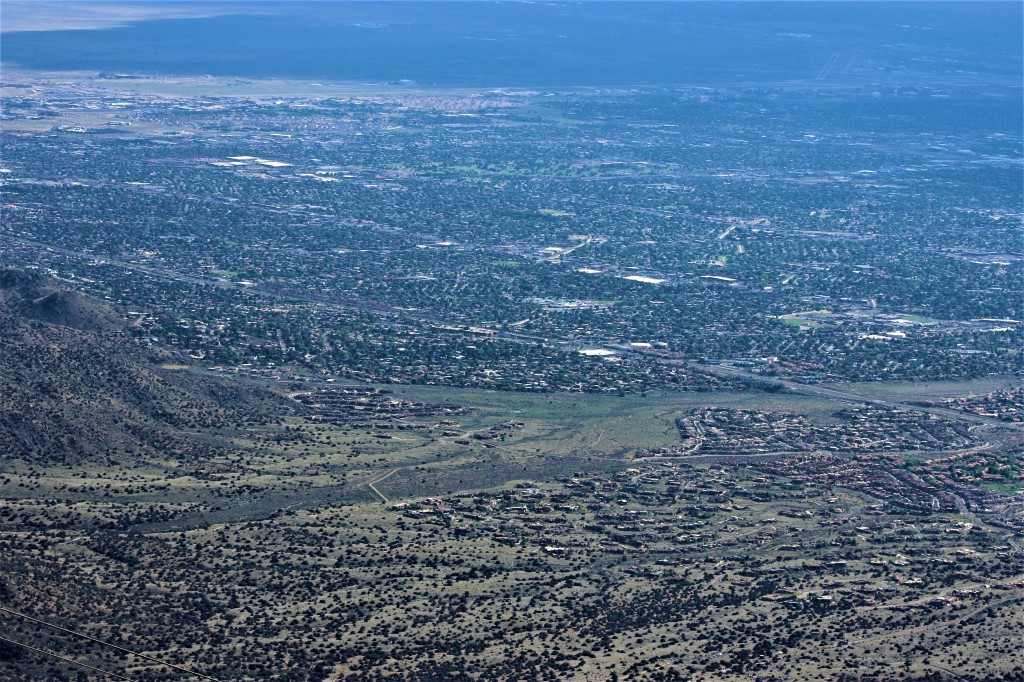 view from teh top of the Sandia Peak of Albuquerque city in the distance